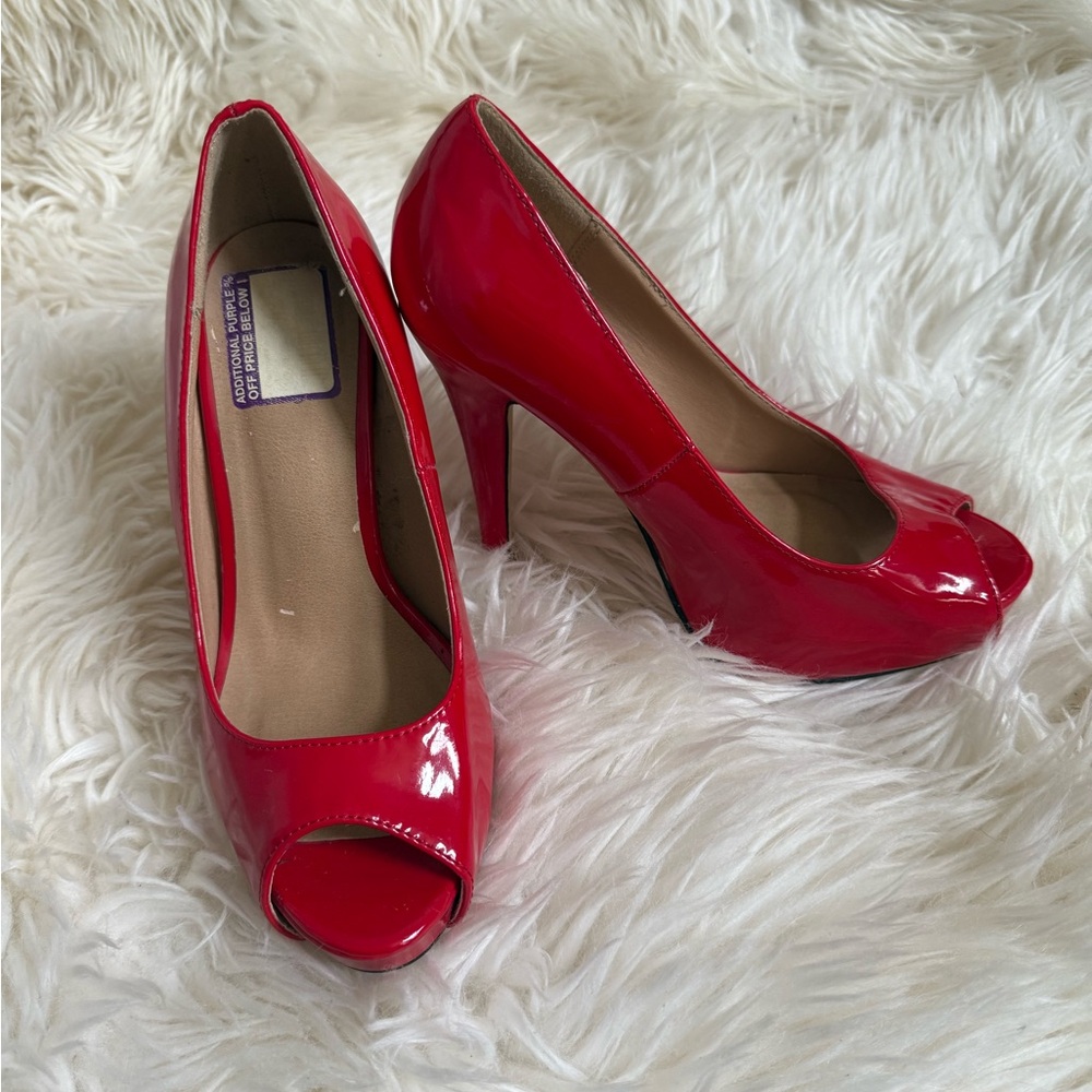 Diba Red Peep-Toe Heels/Pumps size 7